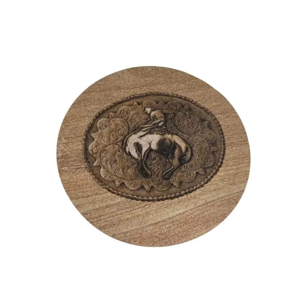 4 Thirstystone Natural Sandstone Coasters Western Bucking Bronco Cowboy 4